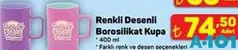 RENKLİ DESENLİ BOROSİLİKAT KUPA 400 ML